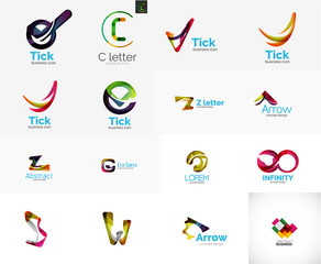 Set of universal company logo ideas, business icon collection