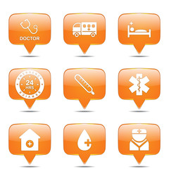 Hospital Health Square Vector Orange Icon Design Set 2