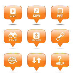 Multimedia Web Internet Square Vector Orange Icon Design Set