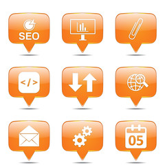 SEO Internet Sign Square Vector Orange Icon Design Set 6