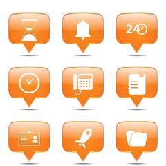 Time Duration Square Vector Orange Icon Design Set