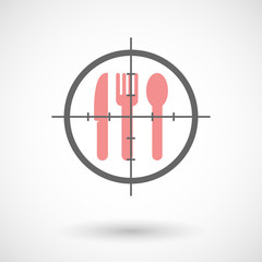 Crosshair icon targeting a cutlery