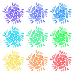Watercolour pattern - Set of nine abstract flowers