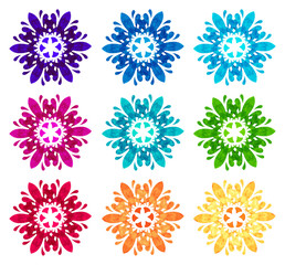 Watercolour pattern - Set of nine abstract flowers