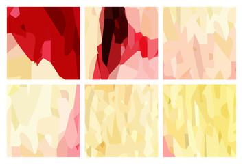 Watercolour pattern - Set of red-yellow patterns
