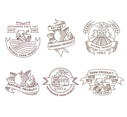 Retro farm fresh labels, badges and design elements 