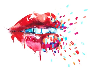 Foto auf Acrylglas Gemälde Lippen