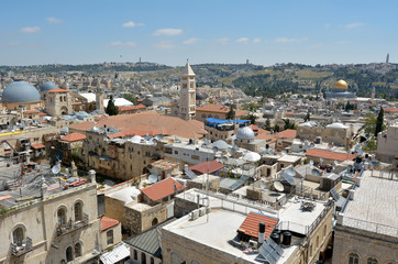 Fototapeta na wymiar Urban aerial view of Jerusalem Old City - Israel