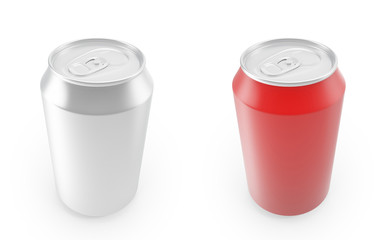 aluminum cans on a white background.