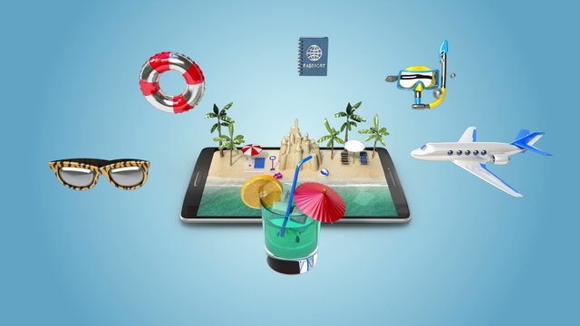 Planing travel to summer vacation, Mobile access online tour 