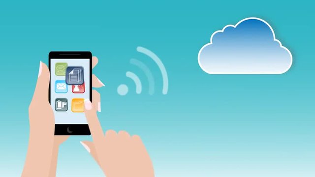 video concept of cloud services on mobile phone