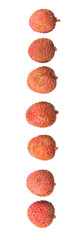 Ripe lychee fruits over white background