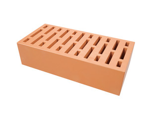 Red clay brick isolated on a white background .