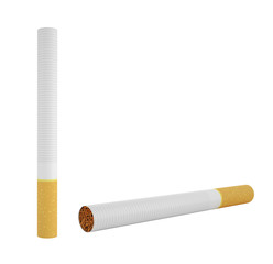 Smoking cigarette isolated on a white background