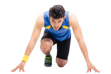 Sports man getting ready to run