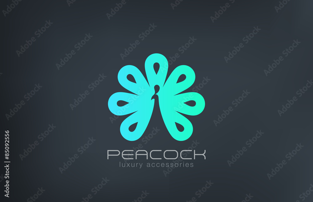 Aufkleber Peacock Logo abstract negative space design vector template...Lu