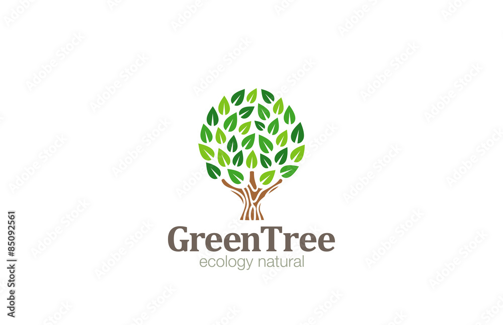 Aufkleber green tree logo abstract circle shape design vector template...e