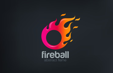 Fireball Logo Fire flame abstract design vector template...Circl