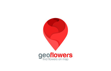 Geo pin Logo Flower shop design vector template...Map Navigation