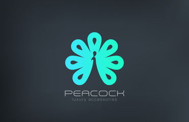 Peacock Logo abstract negative space design vector template...Lu