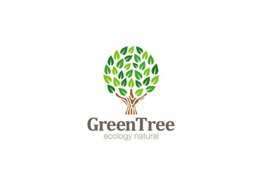 Green Tree Logo Abstract Circle shape design vector template...E