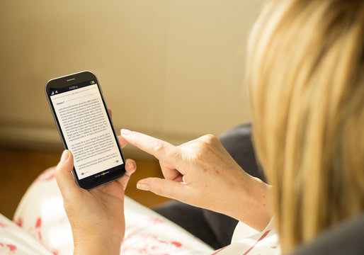 Technology woman book smartphone
