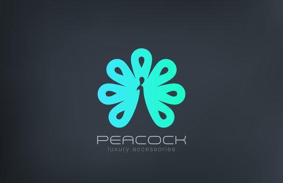 Peacock Logo abstract negative space design vector template...Lu
