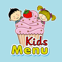 kids menu. children with a muffin