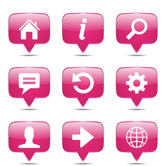 Web Internet Square Vector Pink Icon Design Set