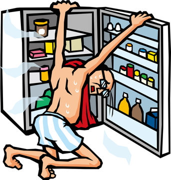 冷蔵庫を開けて涼む
