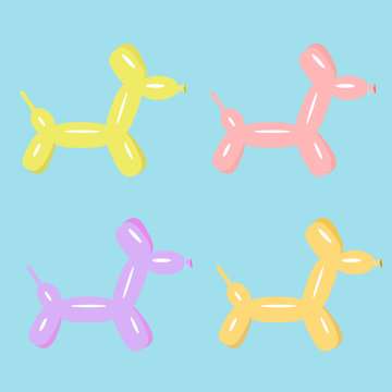 Dog Balloon Animal Set Of Four Flat Design