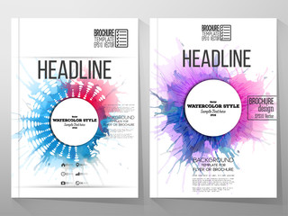 Abstract circle white banners with place for text, watercolor