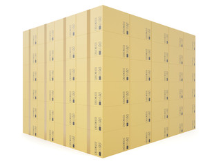 Warehouse concept of stacked cardboard boxes for transportation