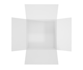 Festive white box with red ribbon isolated on a white background