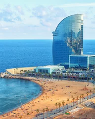 Afwasbaar Fotobehang Barcelona Uitzicht op het strand van Barcelonetta