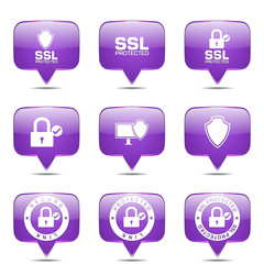 Protection Web Internet Square Vector Violet Icon Design Set