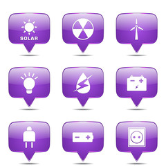 Energy Sign And Symbol Square Vector Violet Icon