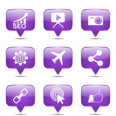 SEO Internet Sign Square Vector Violet Icon Design Set 1