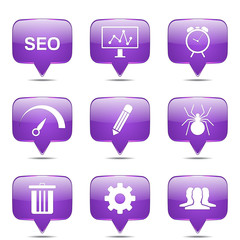 SEO Internet Sign Square Vector Violet Icon Design Set 8