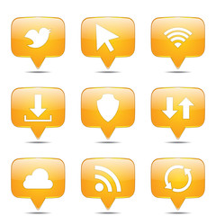 Web Internet Social Square Vector Yellow Icon Design Set