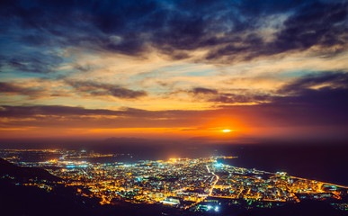 city with a night on the beach