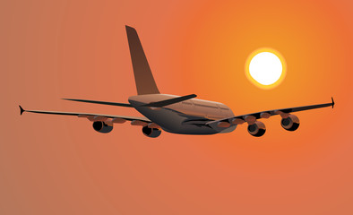 Detailed illustration passenger jetliner