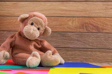Monkey Doll on Colorful Background