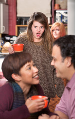 Shocked Woman Watching Couple