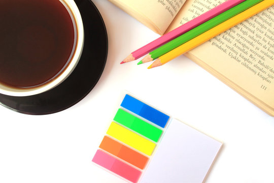 Coffee Book and Pencils