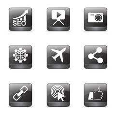 SEO Internet Sign Square Vector Black Icon Design Set 1