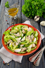 Vegetable salad with cod liver