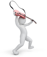 guitarist, 3d man breaks a guitar