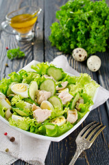 Vegetable salad with cod liver