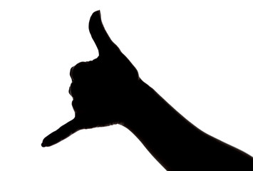 Silhouette of gesture call me